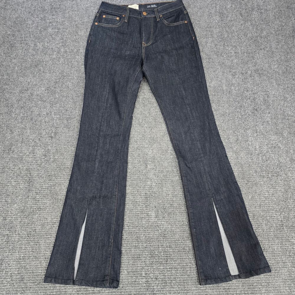 Pilcro Anthropologie Jeans Womens 26x34 Split Front High Rise Bootcut Dark Wash